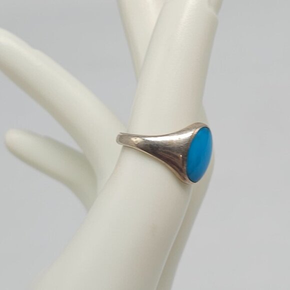 Vintage KABANA Sterling Silver Ring With Inlay Turquoise Stone Size 5 - Picture 3 of 7